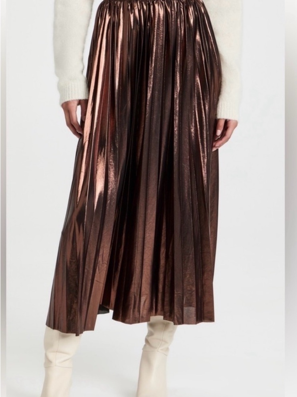 En Saison Metallic Bronze Pleated Maxi Skirt size S